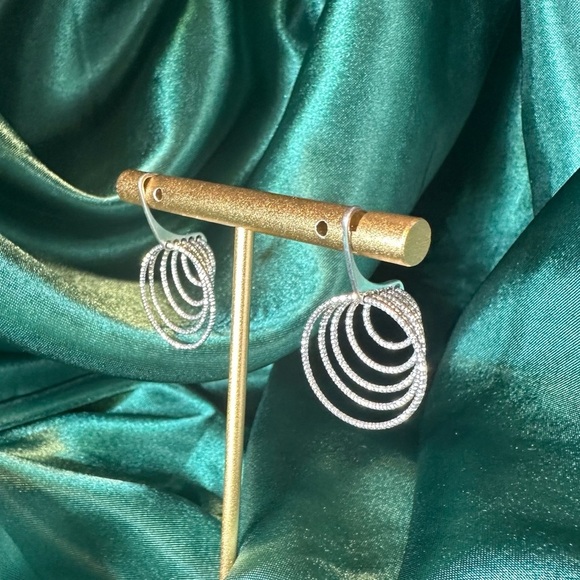 Italian 925 Sterling Silver Multi-Hoop Earrings – Diamond Cut - Picture 3 of 15